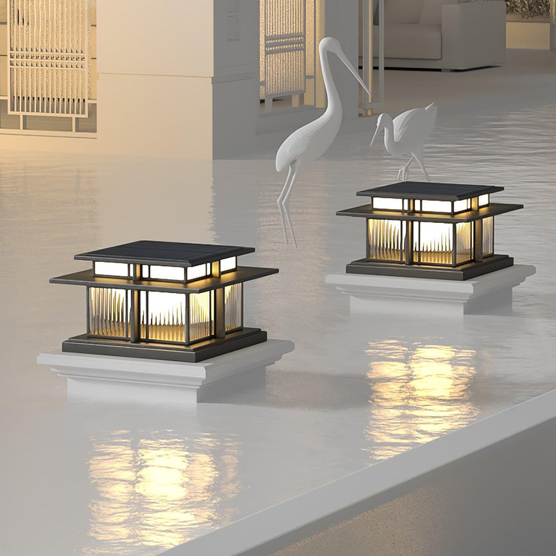 Solar-Säulenleuchte für den Außenbereich – wasserdichte moderne Pfostenlampe für Wege
