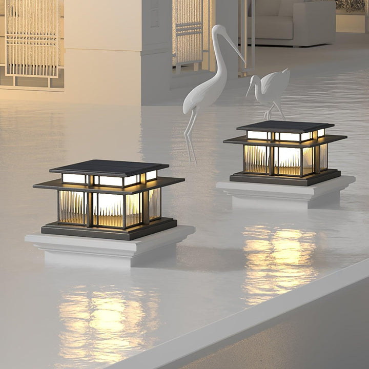 Solar-Säulenleuchte für den Außenbereich – wasserdichte moderne Pfostenlampe für Wege