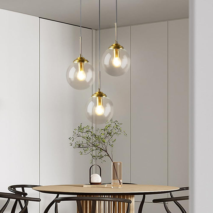Glass Orb Pendant Light -  Industrial Ball Metal Lamp For Living Room