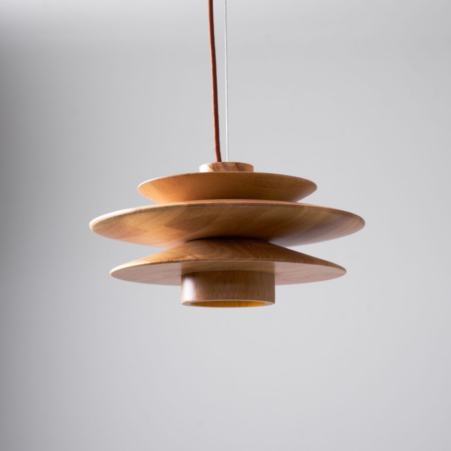 Layered Wood Plug-In Swag Pendant