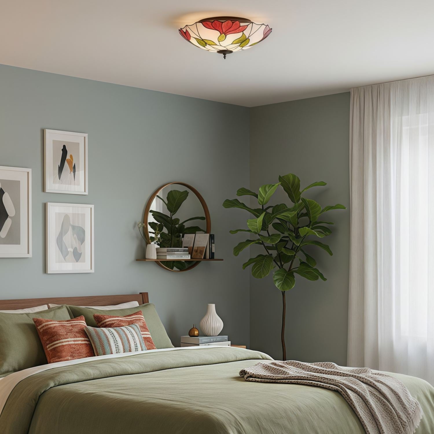 TF Botanica Floral Glass Ceiling & Pendant Lighting - Art Glass Style Fixture for Rooms