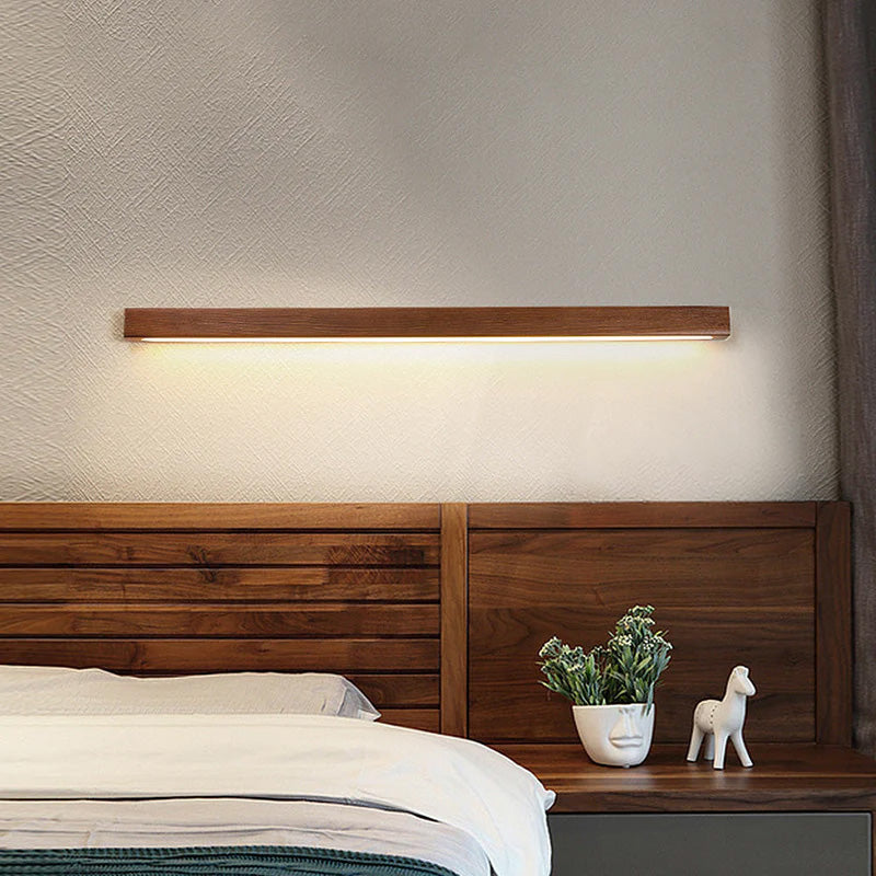 Modern Wood Mirror Wall Lighting - Rectangle Fixture for Bathroom