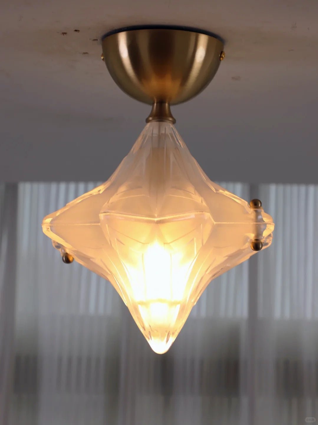 Art Deco Star Ceiling Lamp - Frosted Glass Fixture for Hallway & Entryway - Astris Ceres