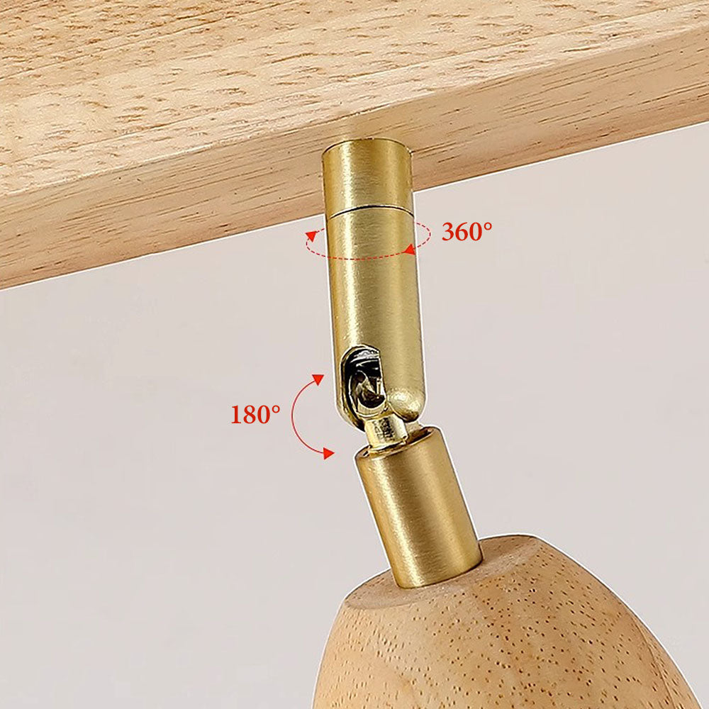 Cream Wood Track Light - Modern Ball Ceiling Light for Living Room