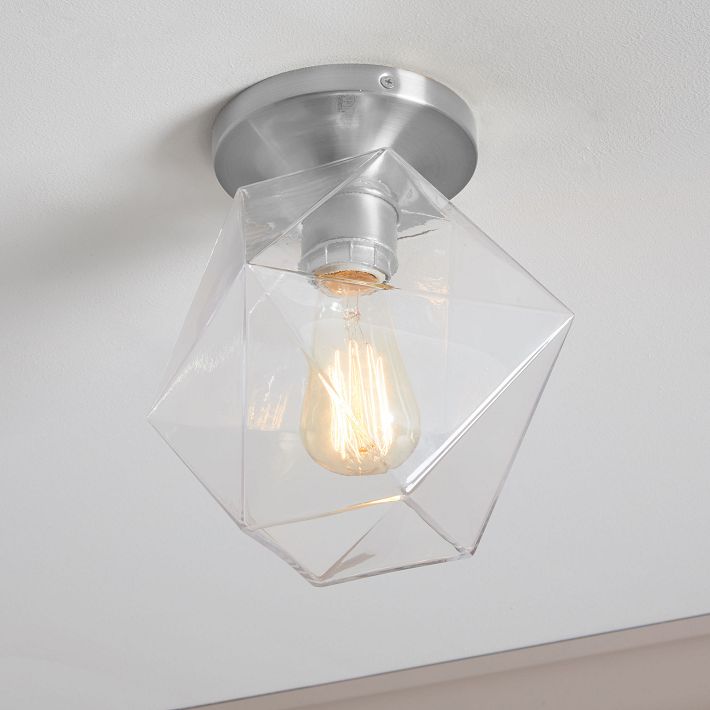 Talvior Sculptural Flush Mount Ceiling Light – Faceted Glass for Modern Interiors