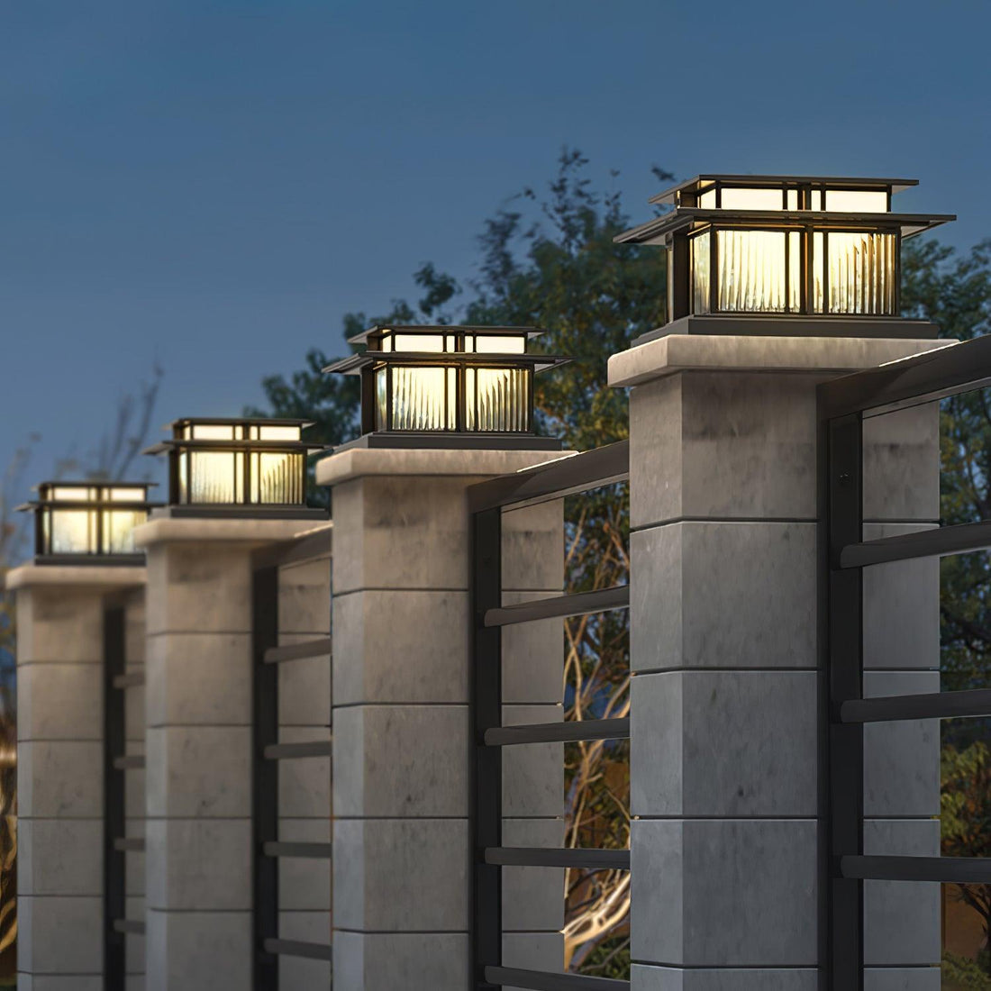 Solar-Säulenleuchte für den Außenbereich – wasserdichte moderne Pfostenlampe für Wege