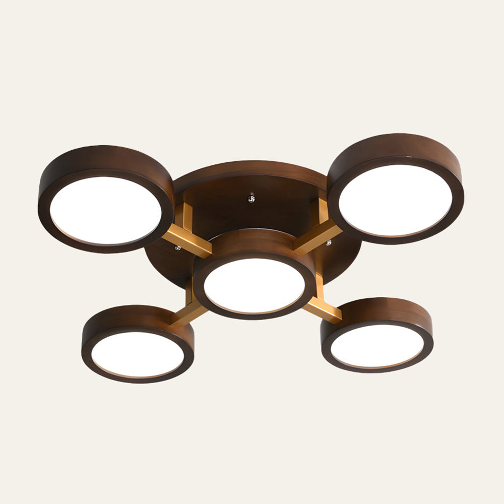 LED Ceiling Light – Modern Iron Wood Fixture for Bedroom Ambiance