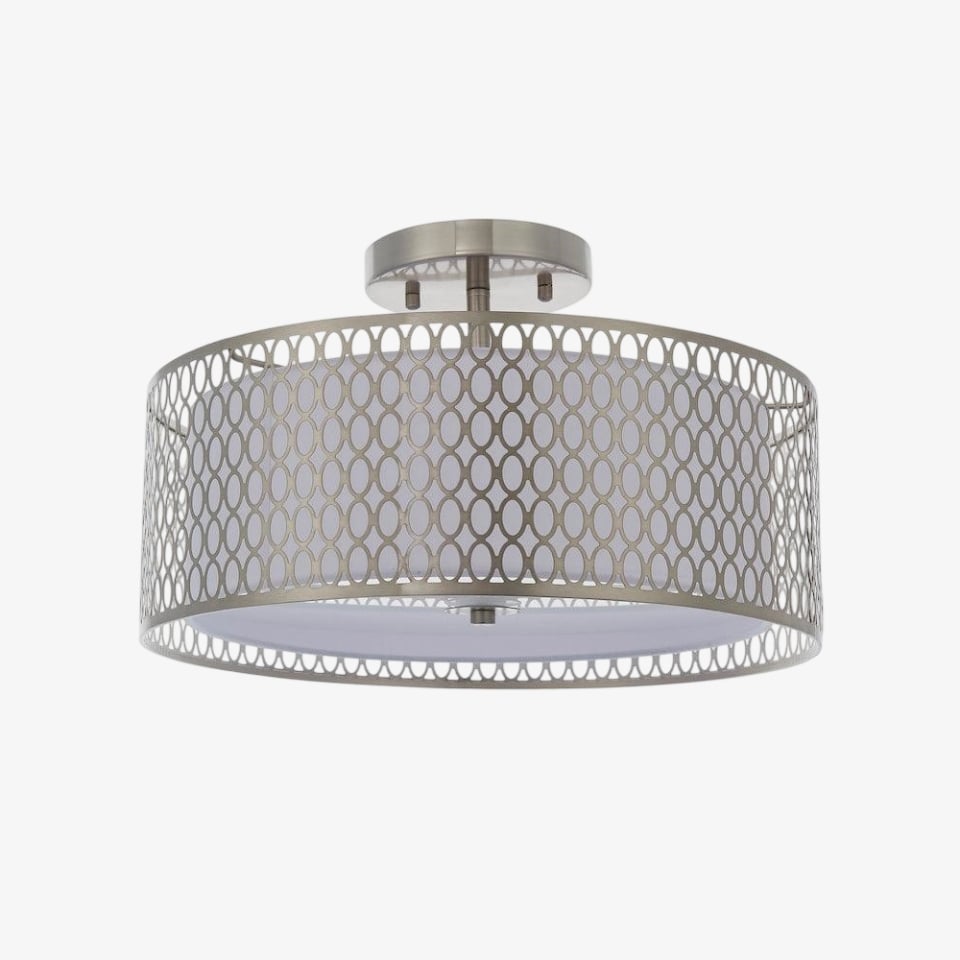 Liorin Geometric Mesh 3‑Light Flush Ceiling Light - Mesh Metal Lamp for Living Room or Hallway
