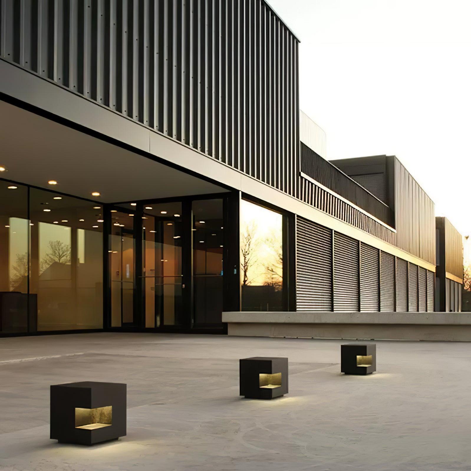 Cube Post Outdoor Light - Cube Outdoor Lamp Great for Courtyards