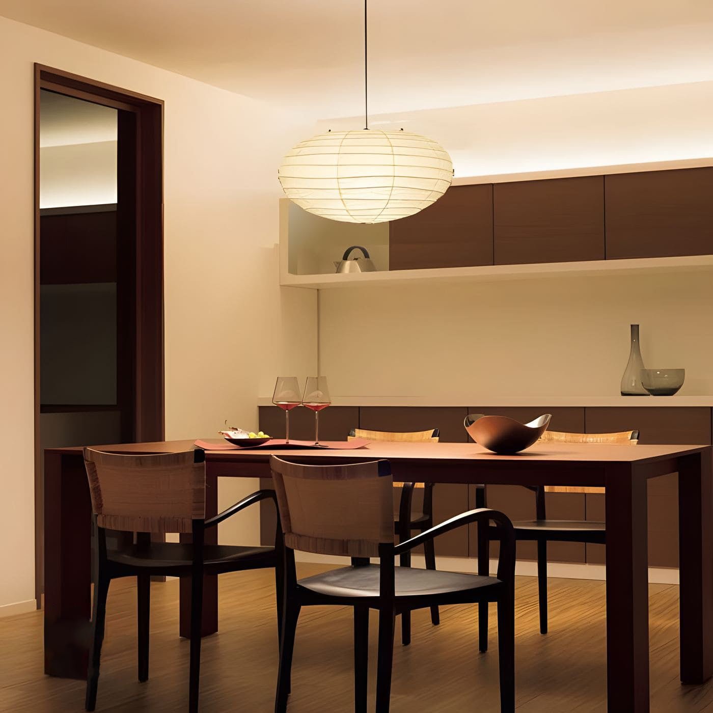 Washi Paper Pendant Lamp - Minimalist Japanese Light for Bedroom Decor