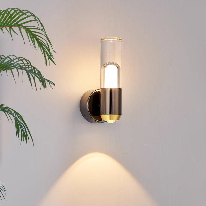 Cylinder Glass Sconce - Modern Clear Acrylic Wall Lamp for Entryway