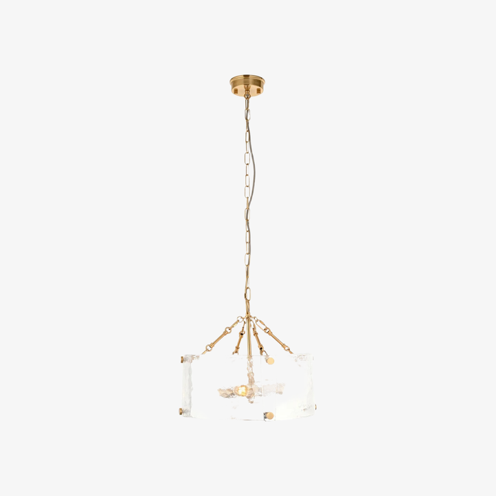 Panellux Decorative Pendant - Handcrafted Curved Glass Panels Brushed Brass Finish for Foyer