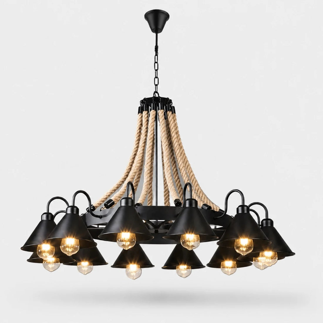 Rustic farmhouse rope chandelier