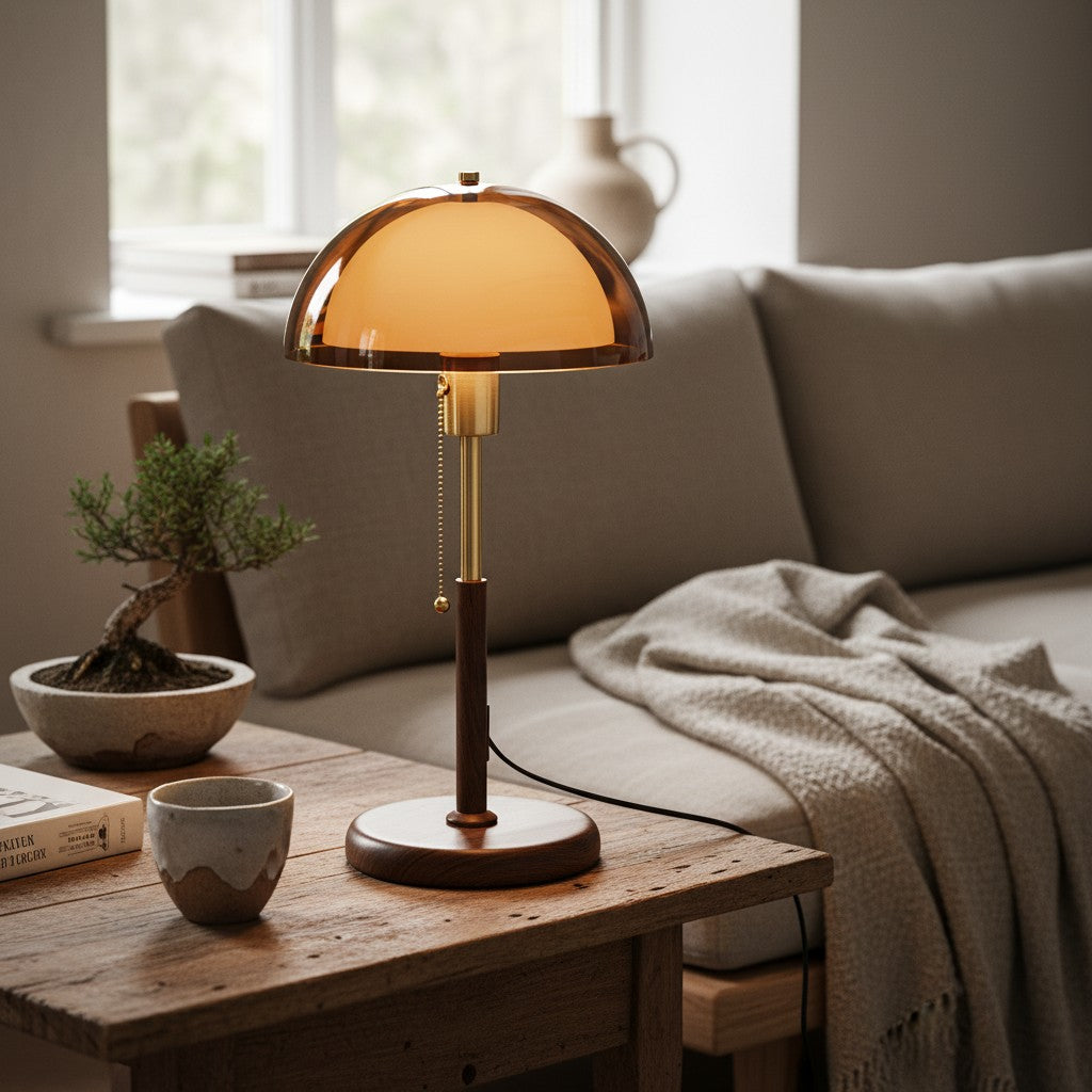 Afterglow Table Lamp Rounded Shade Bedside Accent Table Lamp - Modern Retro Style for Bedroom