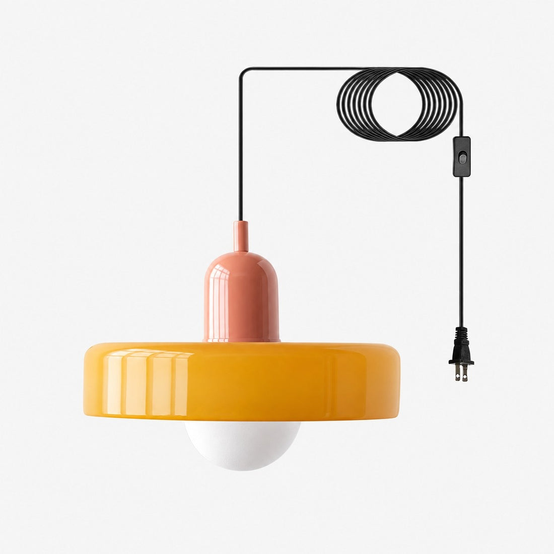 Bunte Bauhaus-Glaspendelleuchte mit Stecker