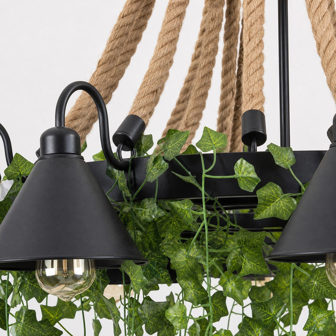 Rope and Greenery Wagon Wheel Chandelier