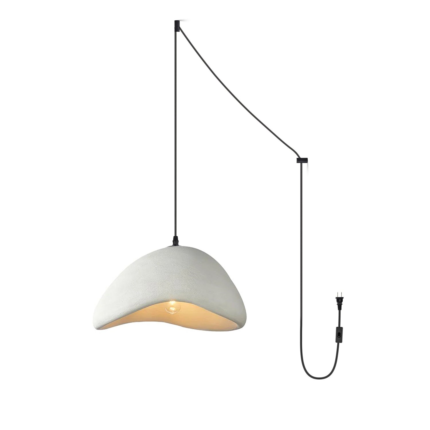 Gebogene Pendelleuchte aus Polystyrol mit Stecker