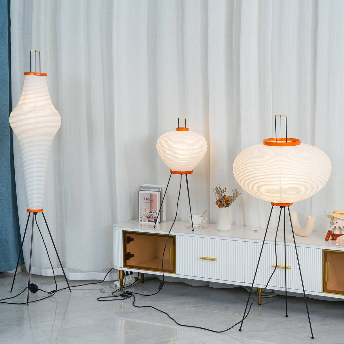 Rice Paper Floor Lamp - Bamboo Frame Soft Light for Living Room