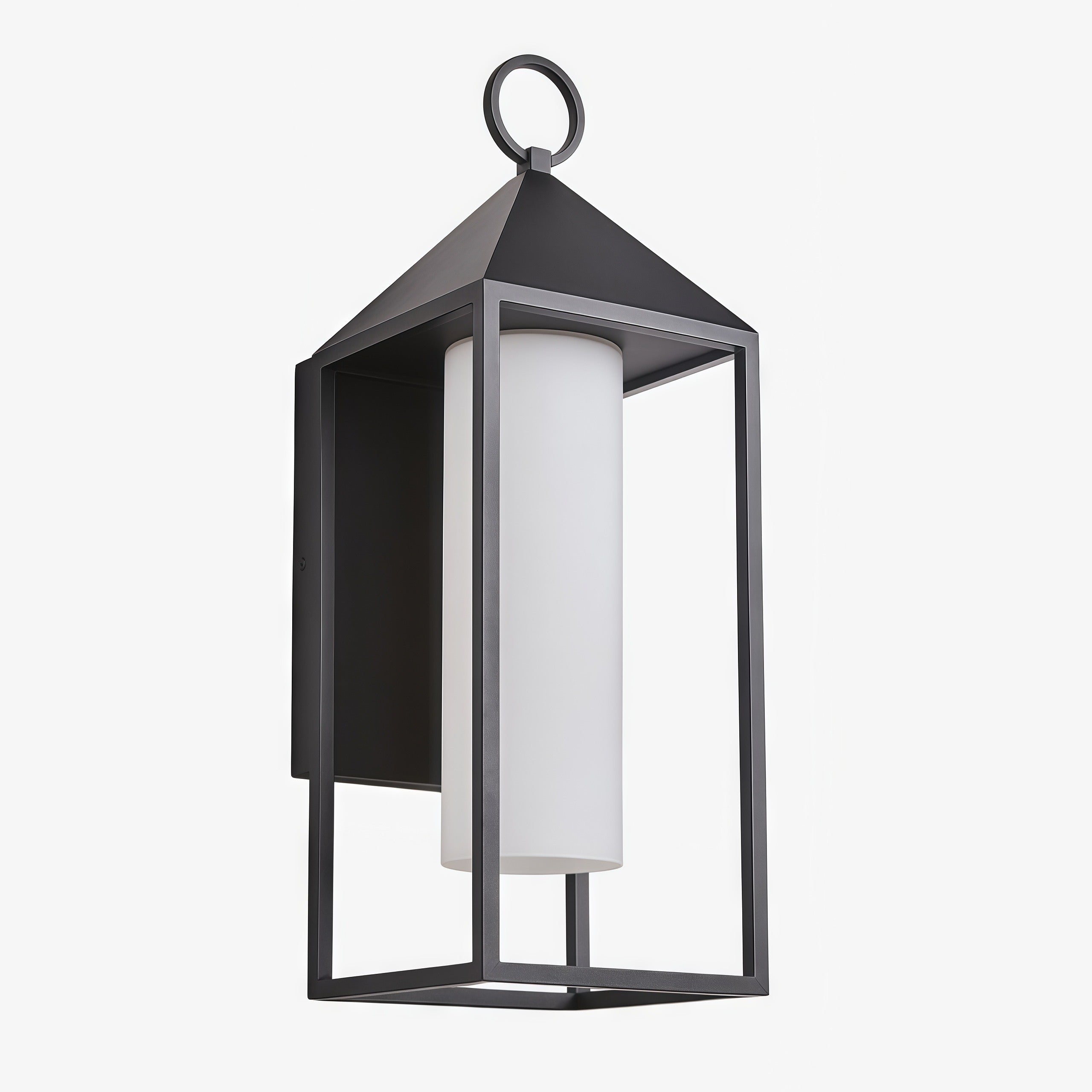 Allora Black Outdoor Wall Lamp with White Glass Shade