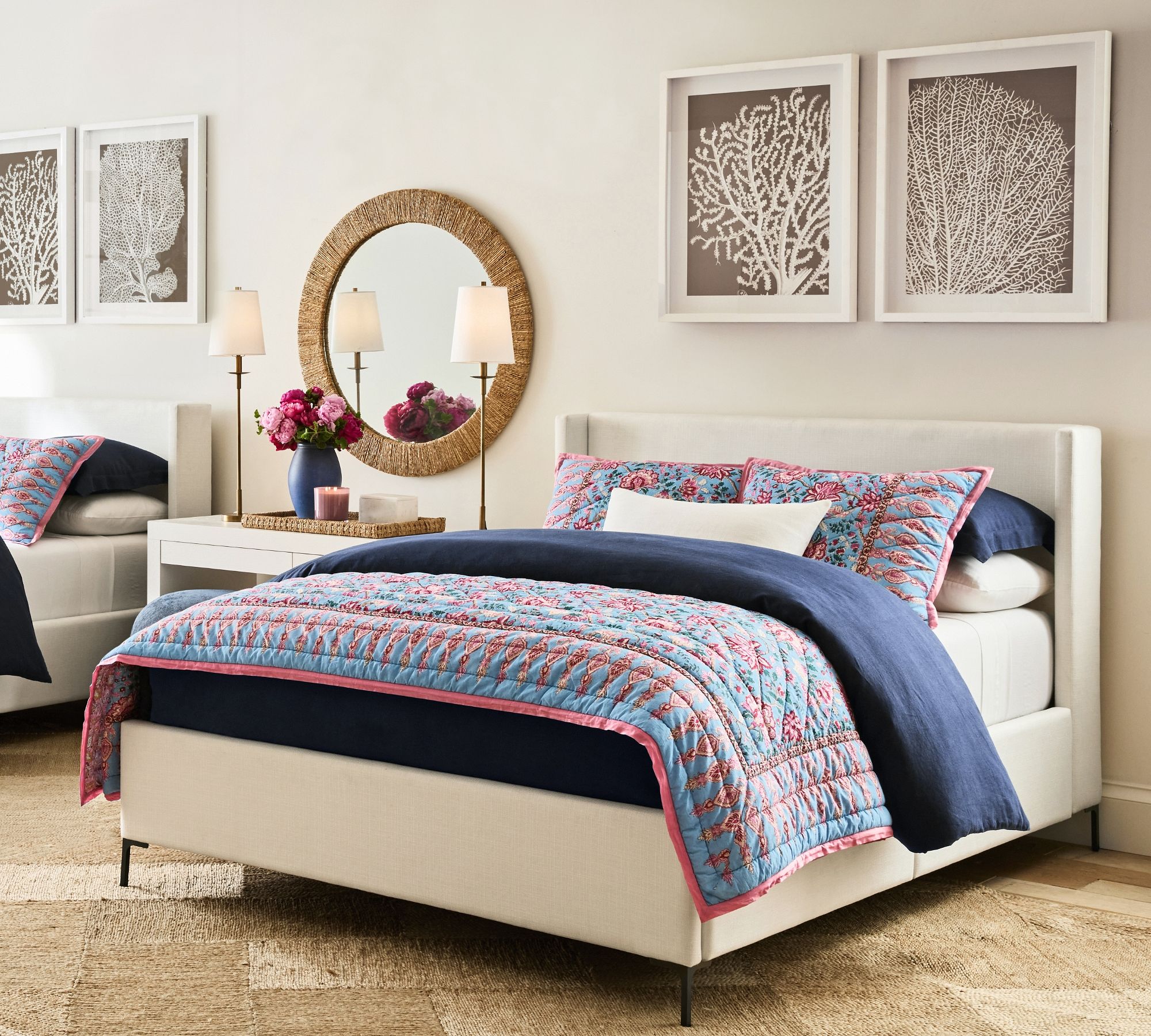 Rowan Modern Iron Table Lamp - Industrial Farmhouse Linen Bedside Reading Light