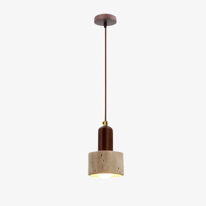 WabiLum Minimalist Japanese Travertine Wood Pendant Light - Elegant Home Lighting for Bedroom