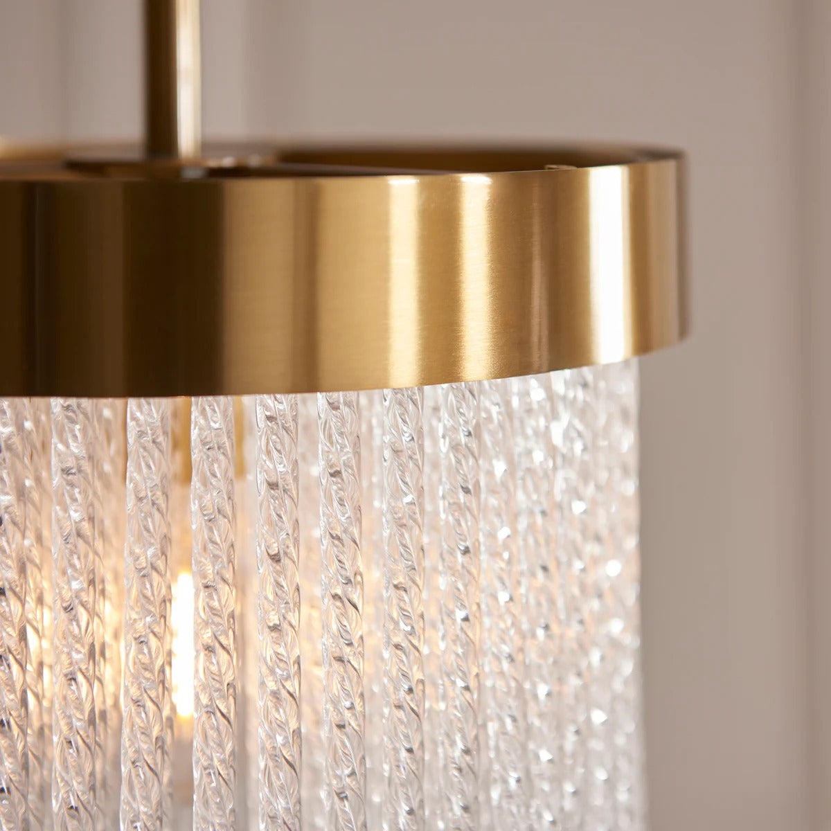 Cavara Multi-Tier Glass Rod Chandelier – Tiered Brass Pendant for Dining and Entry