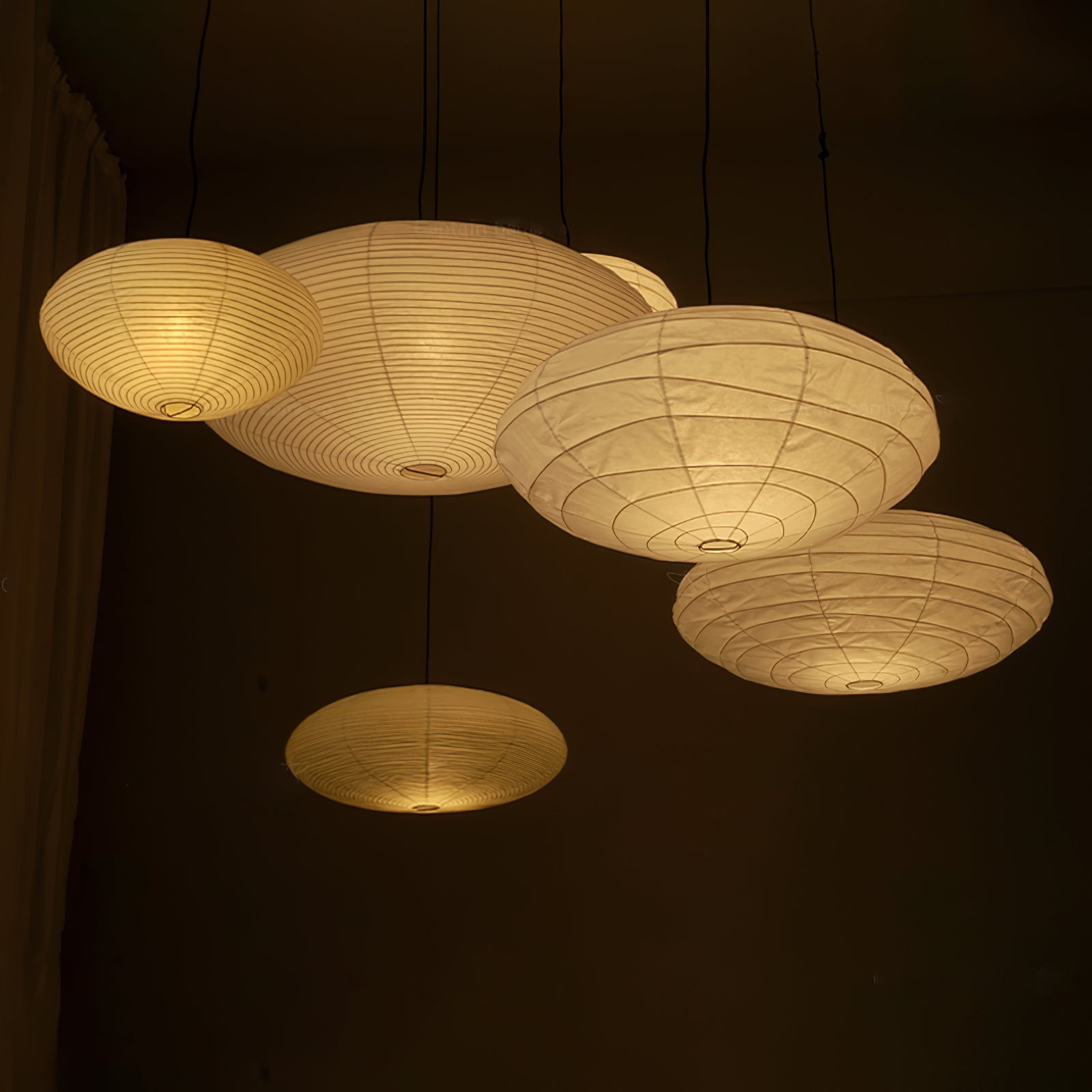 Washi Paper Pendant Lamp - Handcrafted Mulberry Light for Cozy Room