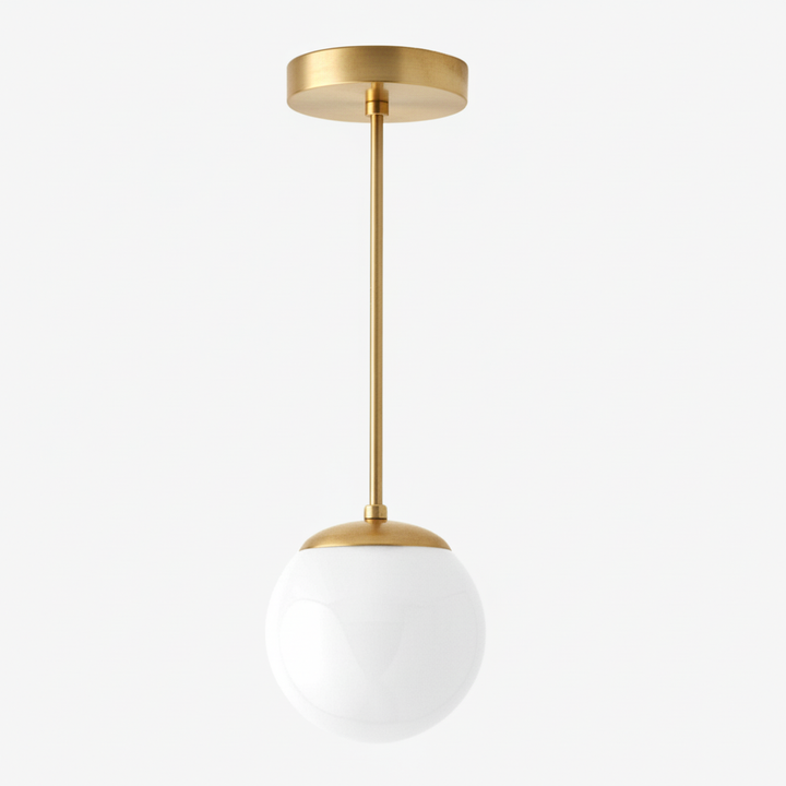 Glorica Glas Weiße Kugel Pendelleuchte - Mid Century Modern Glas Hängeleuchte