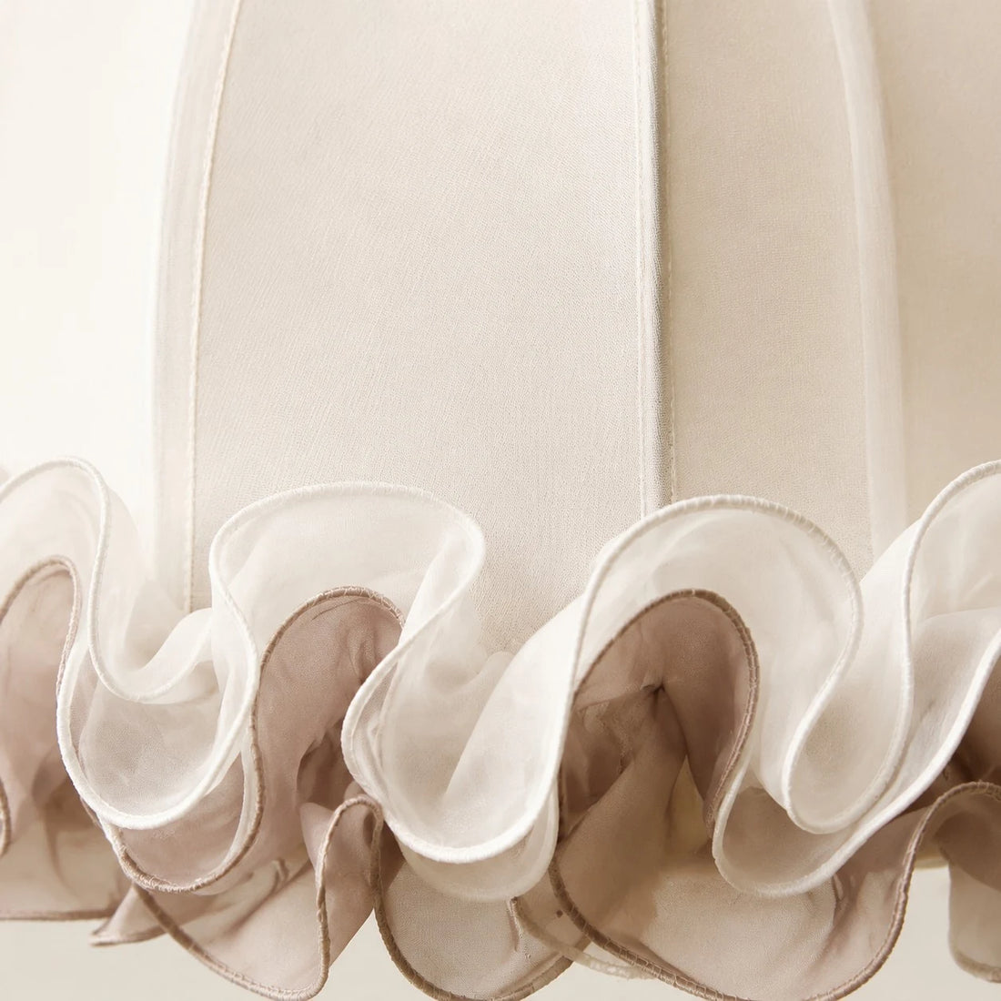 Close-up of the layered ruffled fabric edge