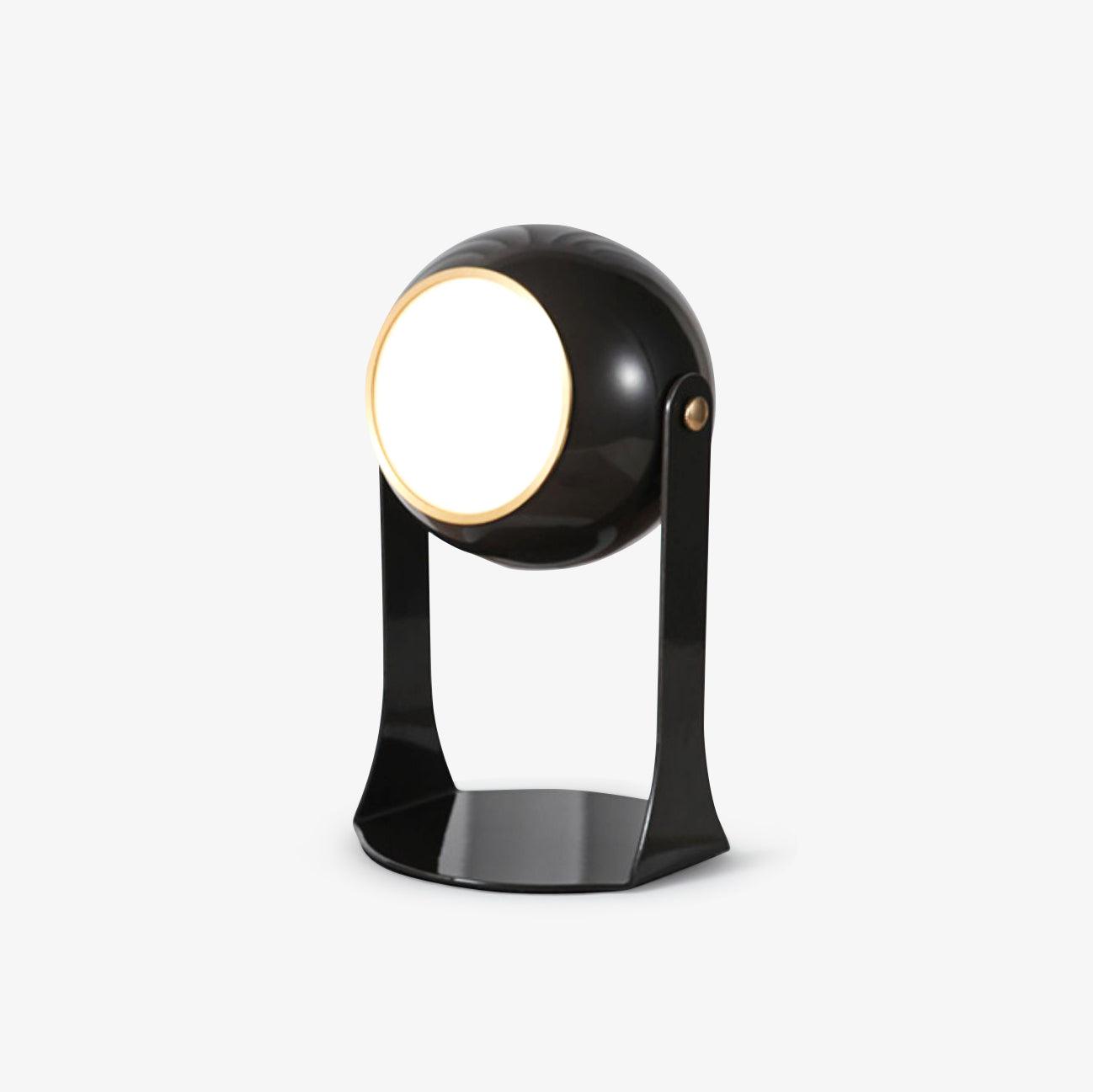 Glänzende schwarz-weiße Tischlampe – Helm-inspiriert