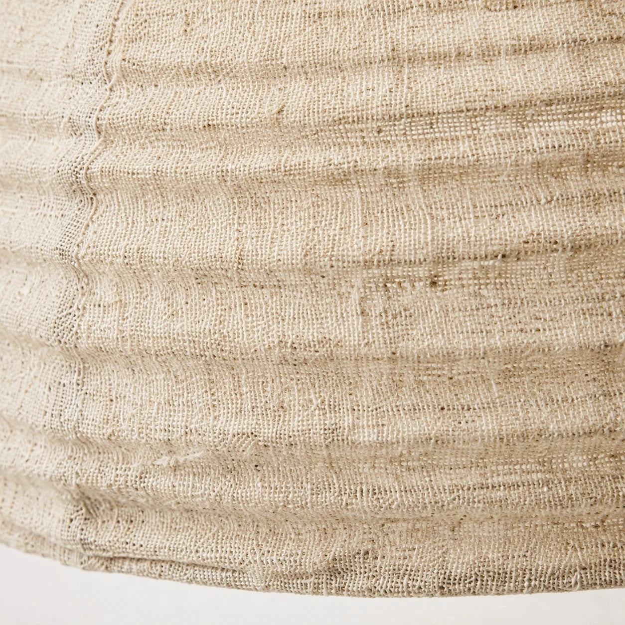 Close view of the layered hemp fabric shade texture