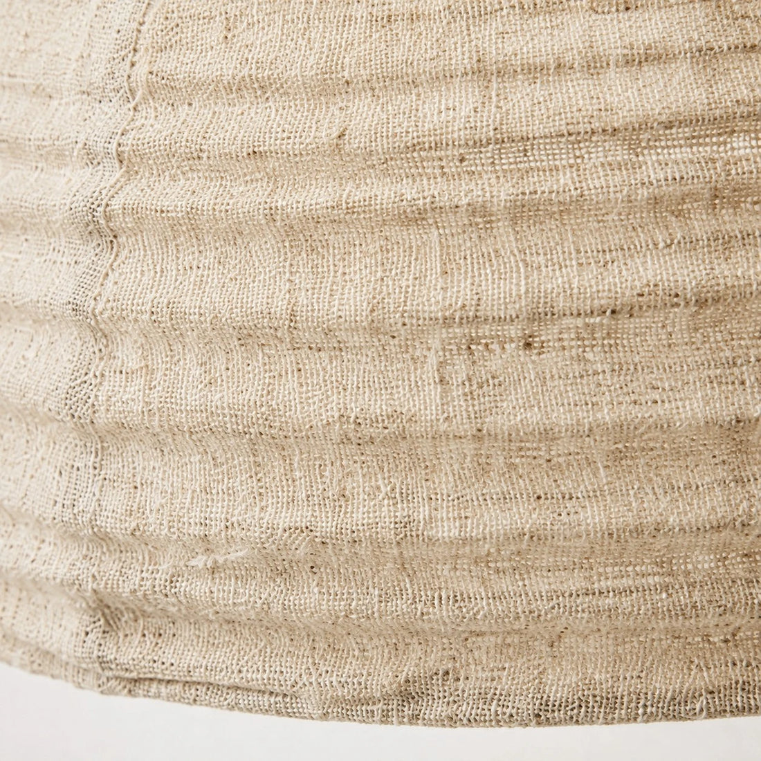 Close view of the layered hemp fabric shade texture