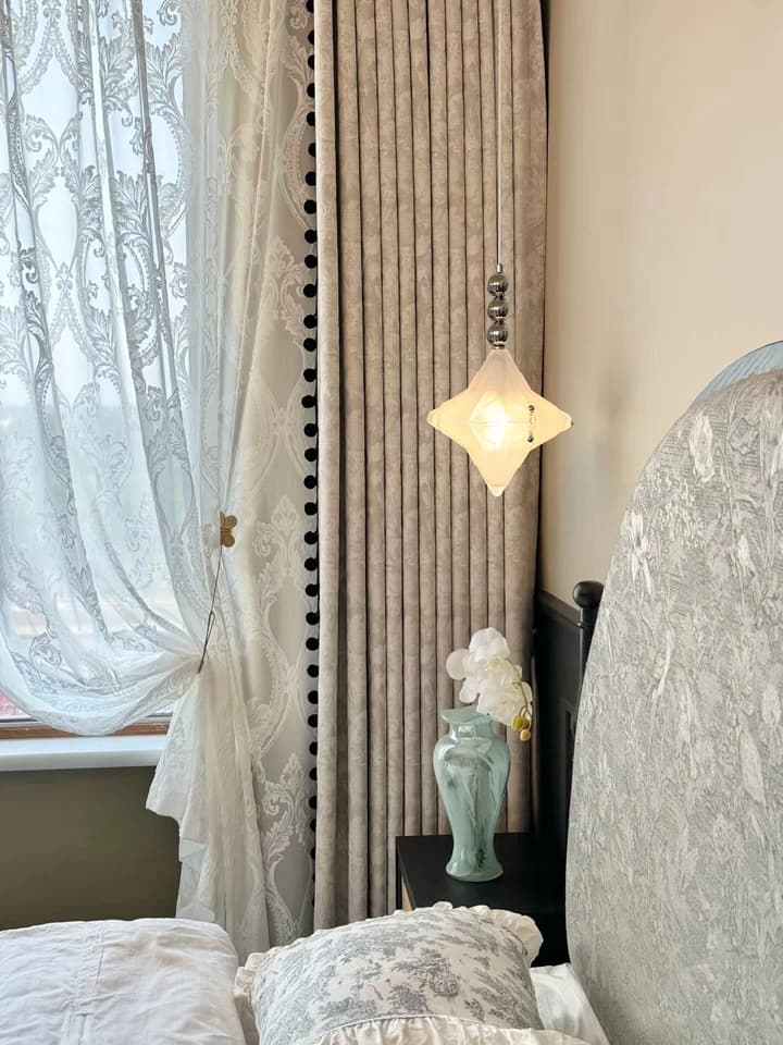 Art Deco Astris Elara Star Pendant Light - Frosted Glass Pendant with Geometric Style