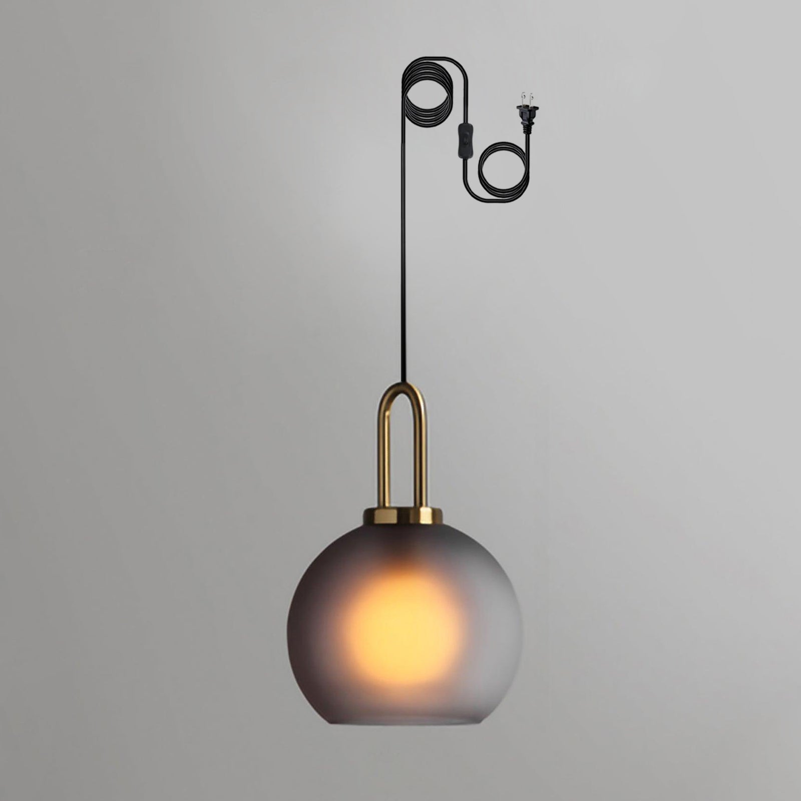 Kupferbeschichtete Glas-Plug-in-Hängeleuchte mit Kabel