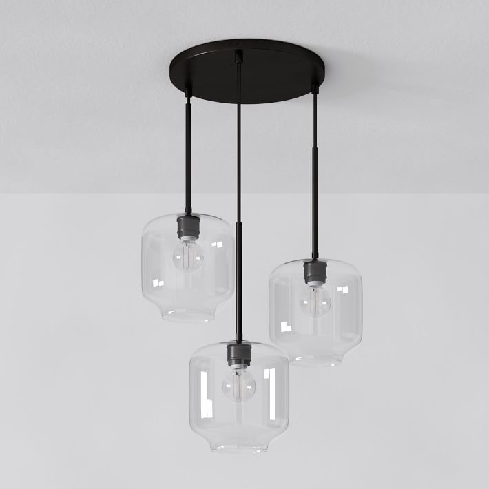 Lumivelle Pebble Glass Chandelier - 3-Light Modern Pendant Style