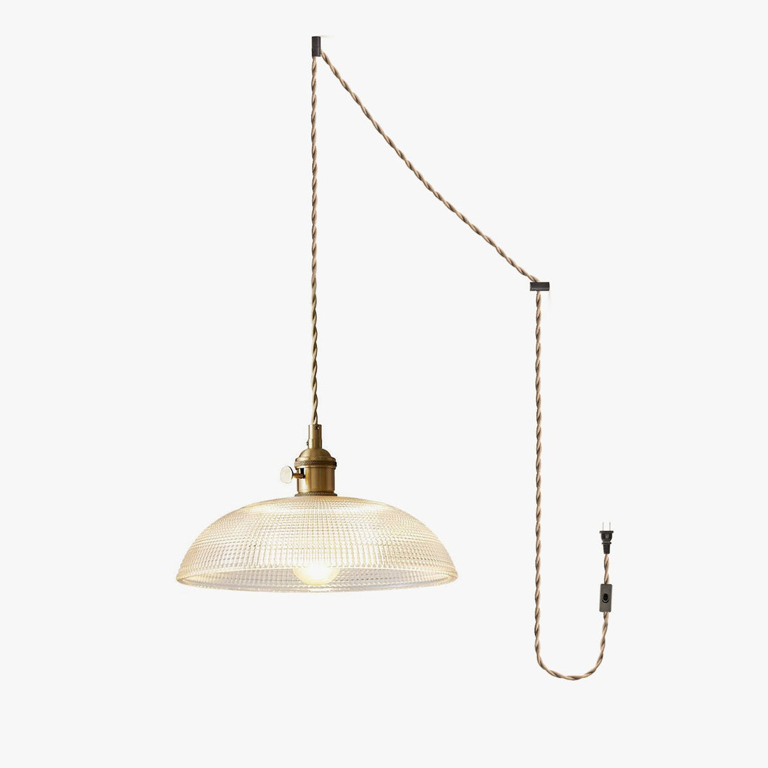Polished Brass Domed Glass Plug-In Pendant