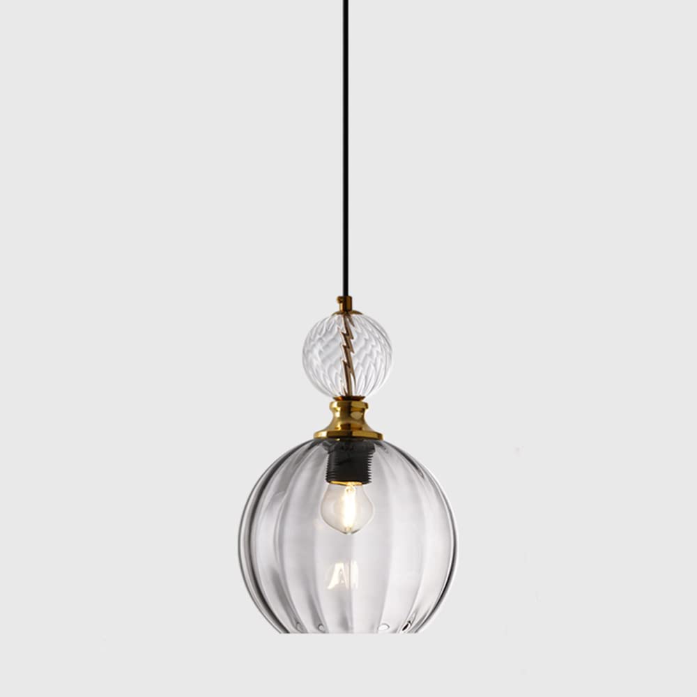 Modern Globe Pendant Light - Water Ripple Glass Lighting for Bedroom