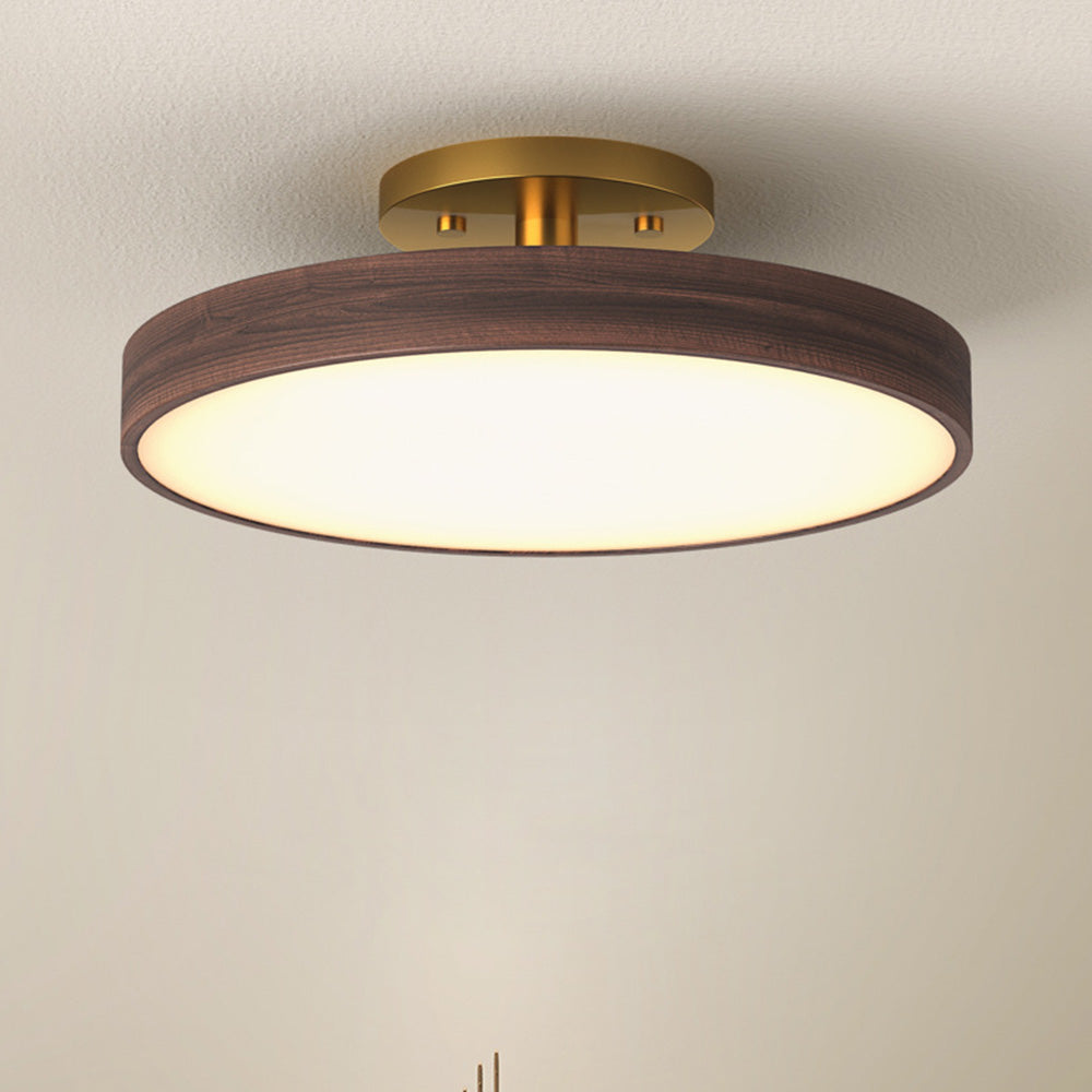 Round LED Ceiling Light - Modern Brown Acrylic Lamp for Bedroom