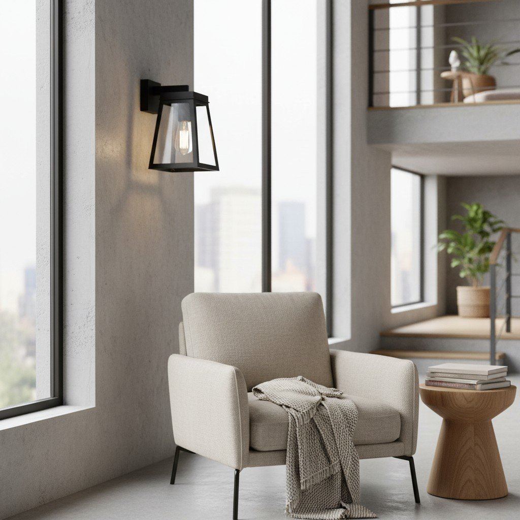 Trevanta Clear Glass Black Outdoor Lantern Wall Light - Modern Exterior Lighting