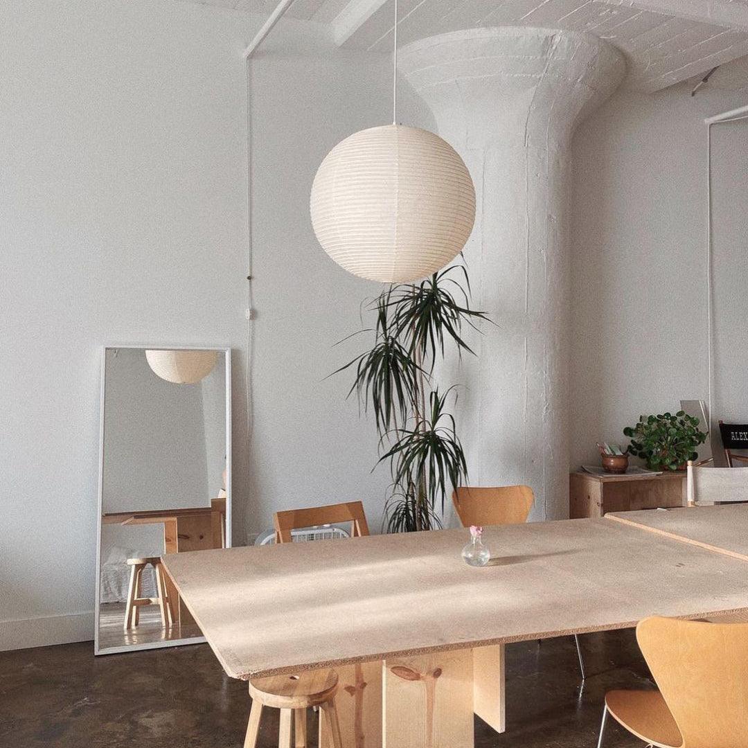 Washi Paper Round Pendant Lamp – Minimalist Lighting for Living Room