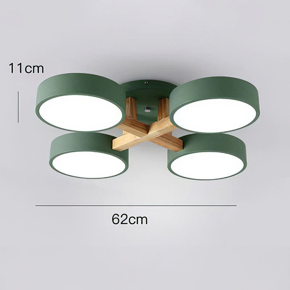 LED Ceiling Light – Modern Iron Wood Fixture for Bedroom Ambiance