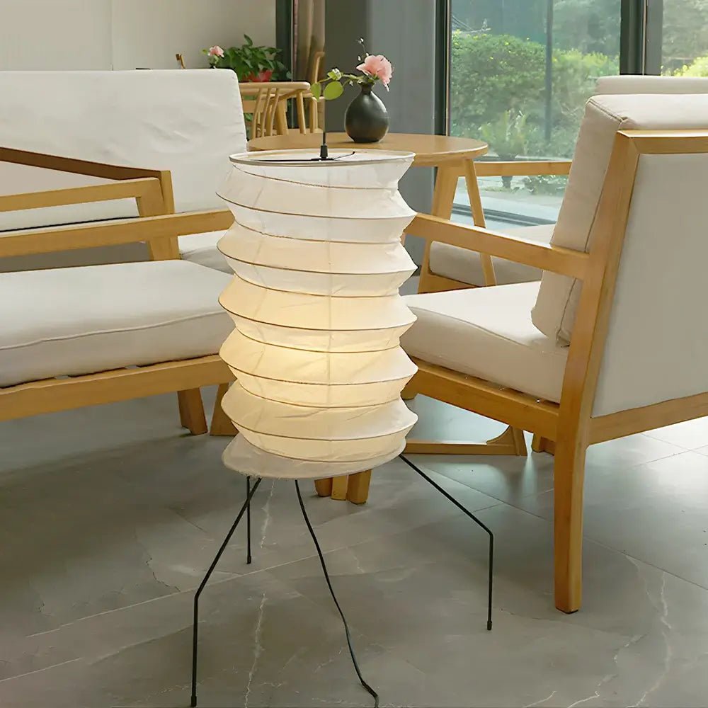 Japandi-Style Floor Lamp - Rice paper Pleated Lamp for Bedroom