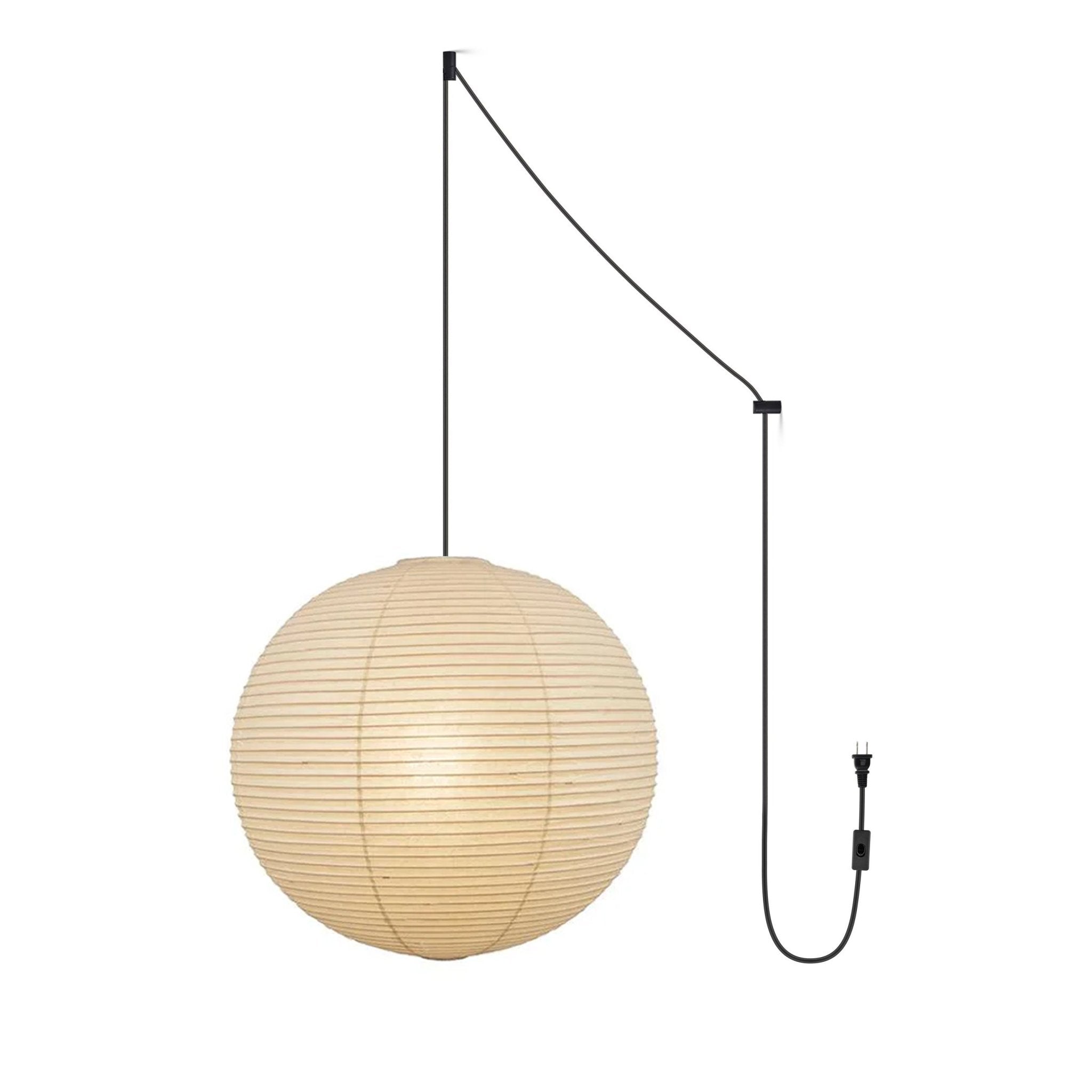Mid-Century Pendant Swag Light - Japanese Paper Lamp for Bedroom