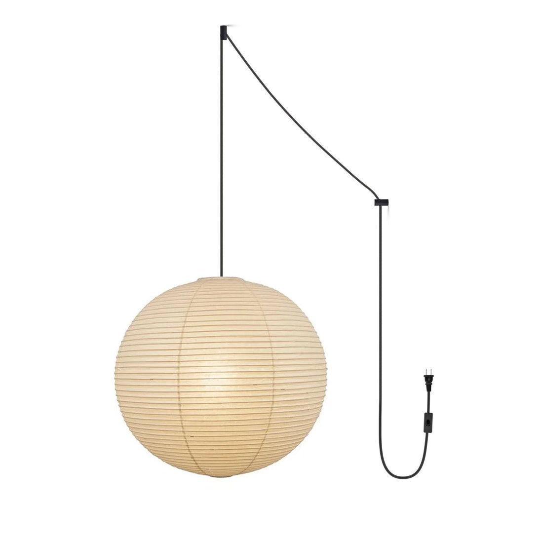 Mid-Century Pendant Swag Light - Japanese Paper Lamp for Bedroom