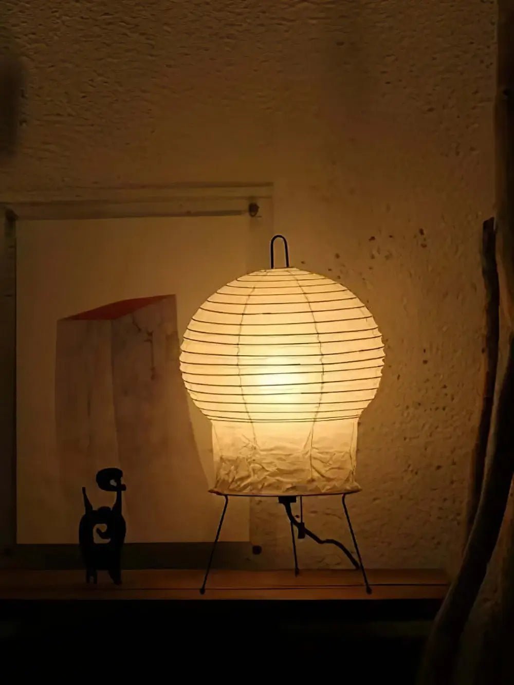 Tischlampe aus Reispapier – Japanisch inspirierte Washi-Lampe für den Eingangsbereich