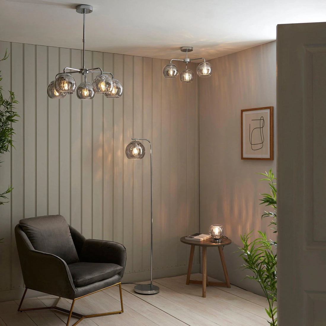 Tracian Glass Mid-Century Modern Globe Pendant Light for Dining Room