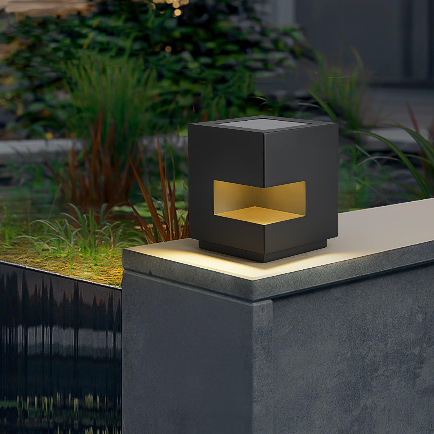 Cube Post Outdoor Light - Cube Outdoor Lamp Great for Courtyards