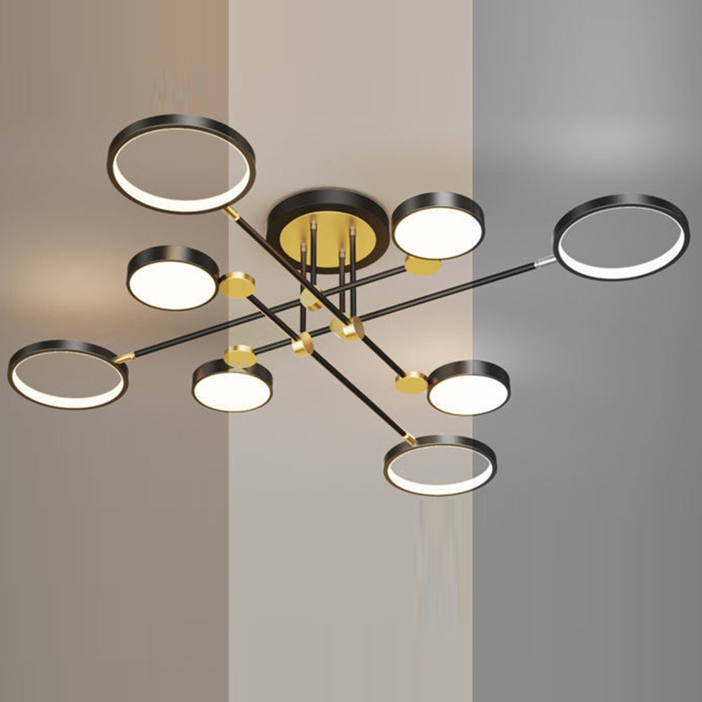 Branch Ring Chandelier - Gold Black Multi Light for Modern Bedroom