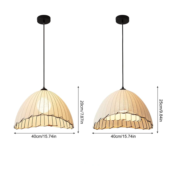 Wabi Sabi Pendant Light - Linen Shade Ceiling Fixture with Soft Glow