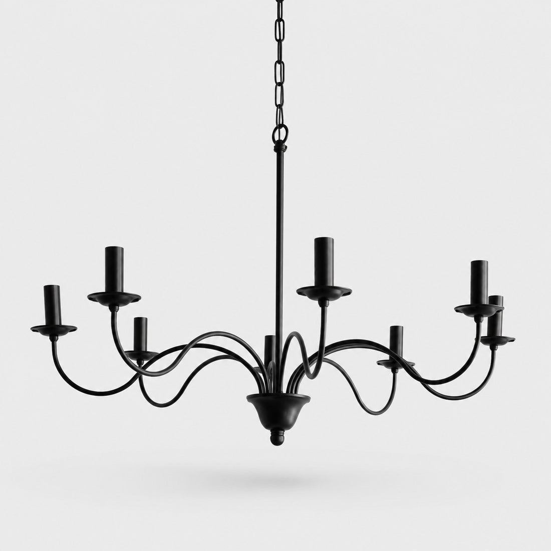 Vintage Black Iron Candle-Style Chandelier